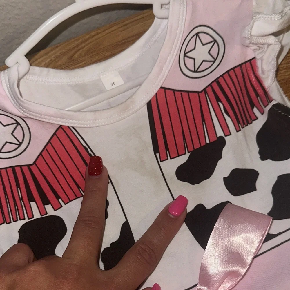 Pink Tutu Dress with Western Print